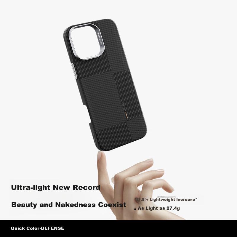 DEFENSE Magnetic Kevlar Aramid Fiber Ultra-Thin Business Luxury Minimalist Protective Case for Apple IPhone 16 Pro, New And WoMondrian Style