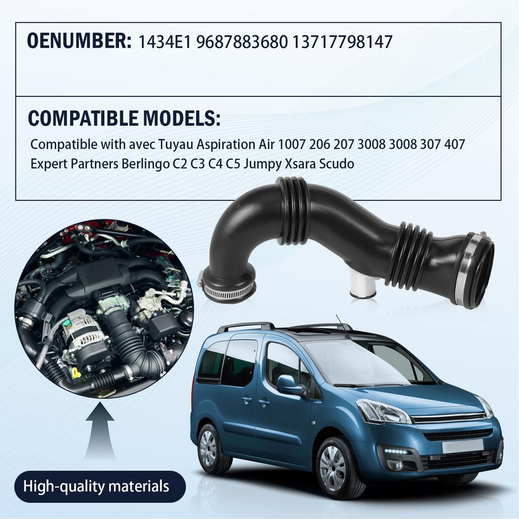 Впускной патрубок турбокомпрессора 9687883680 для Fiat Citroen Peugeot Alfa Romeo Lancia 1.6HDI, Усиленный 1434E1 13717798147