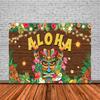 Tropical Tiki Bar Photography Backdrop Flower Totem Banner Hawaii Seaside View Background Baby Shower Kids Birthday Party Decor