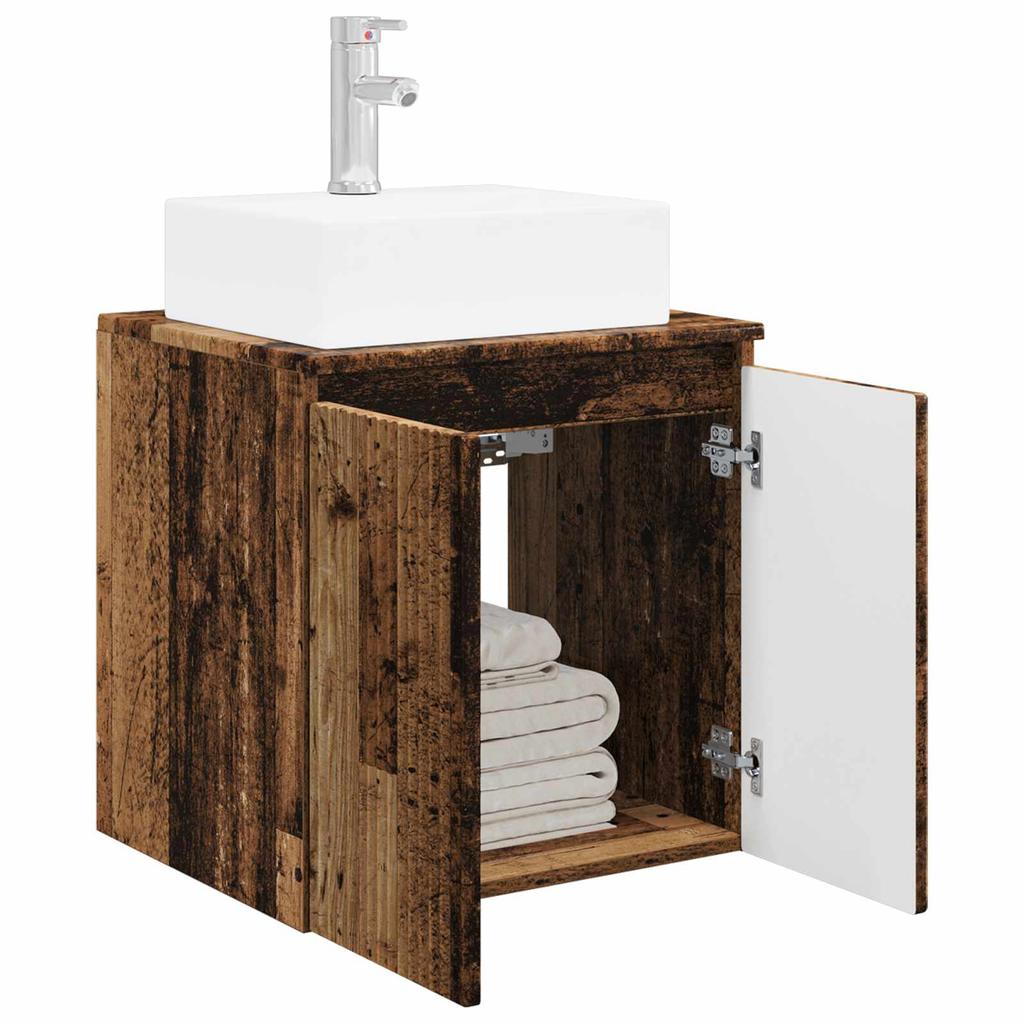 Wall Mounted Washstand Made of Reclaimed Wood 49.5 x 41 x 62.5 cm
