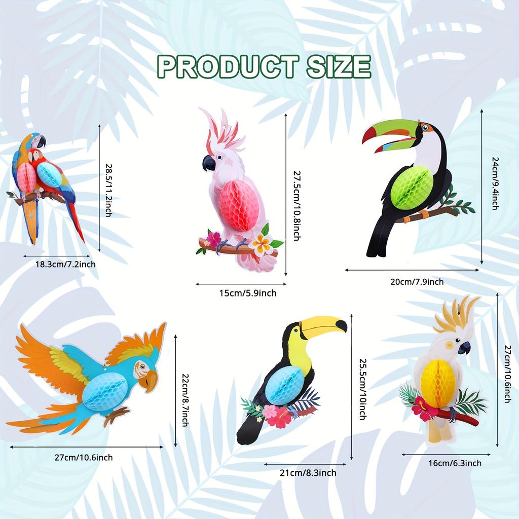 6pcs summer parrot honeycomb hanging decorations party decoration supplies