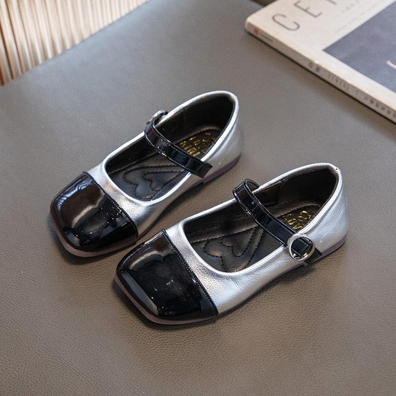 2024 Новая весенне-летняя детская обувь с квадратным носком, повседневная обувь для девочек, универсальная детская обувь из искусственной кожи