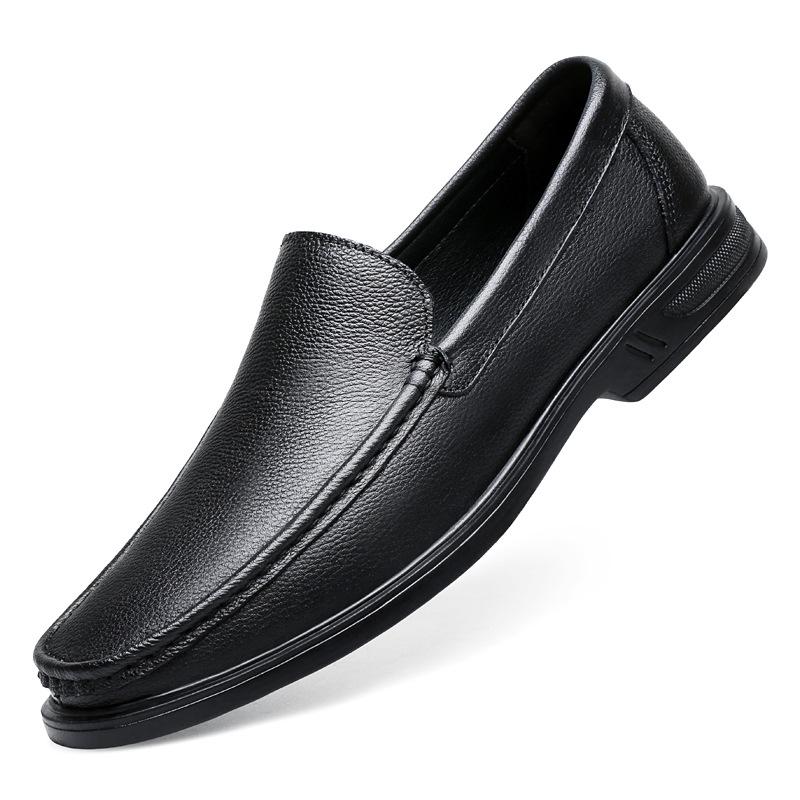 Мужские лоферы из натуральной кожи без шнуровки - Business Casual, Мягкая подошва, Дышащие, Круглый носок