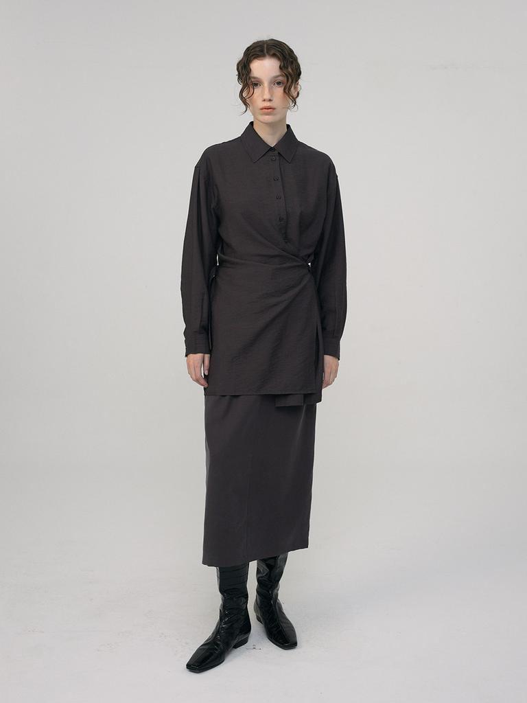 Hunch Wrap Shirt Onepiece (2Colors)