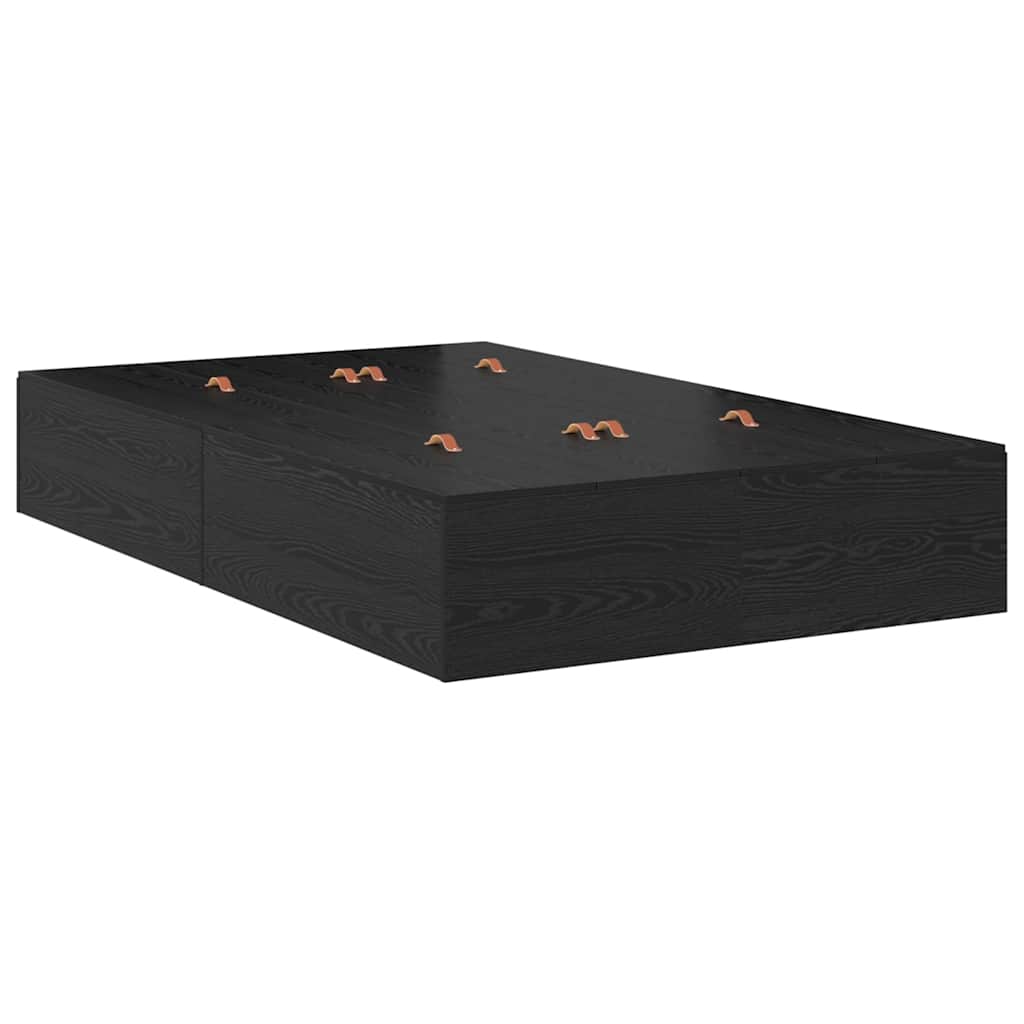 Storage Bed Frame Black Oak Effect 120 x 190 cm