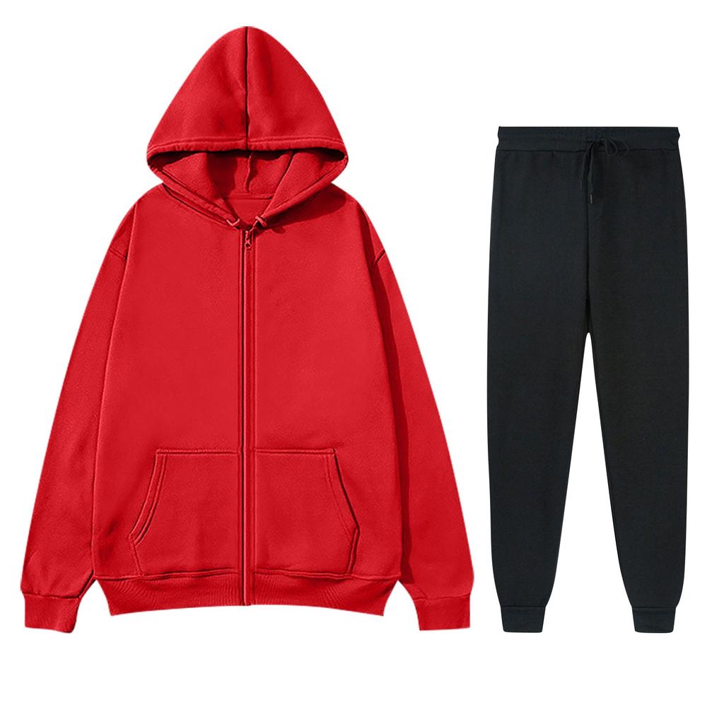 Женский модный повседневный однотонный спортивный комплект Fashion Hugh, кардиган с капюшоном, толстовка + спортивные штаны