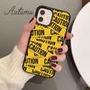 Забавный чехол с надписью «Осторожно, опасность» для iPhone 11 12 13 14 Pro Max mini XR XS SE 2020 6S 7 8 Plus Samsung Galaxy S21 S22