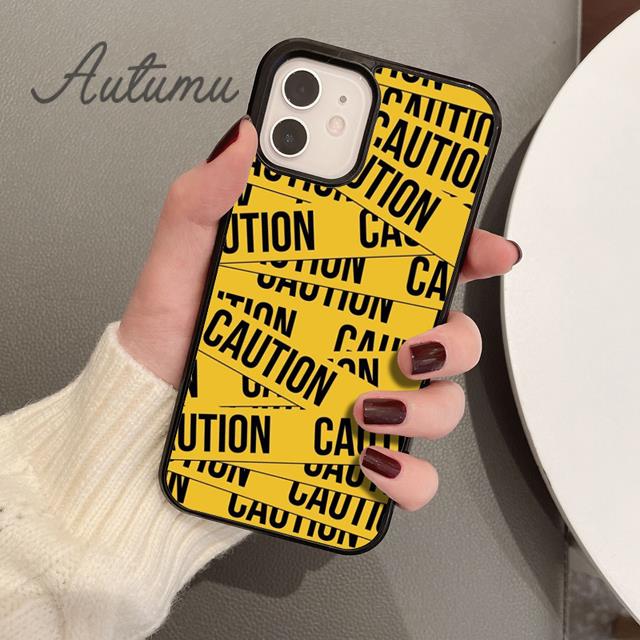 Забавный чехол с надписью «Осторожно, опасность» для iPhone 11 12 13 14 Pro Max mini XR XS SE 2020 6S 7 8 Plus Samsung Galaxy S21 S22
