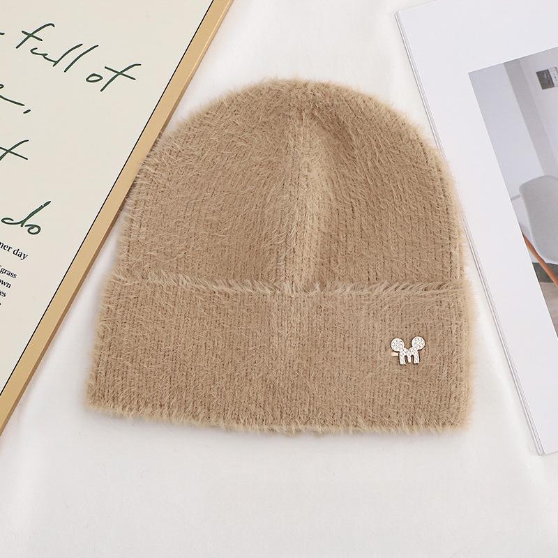 Autumn and Winter Hats for Women Plush New Korean Knitted Hats Versatile Warm Ear Protection Thickened Fashionable Wool Hats