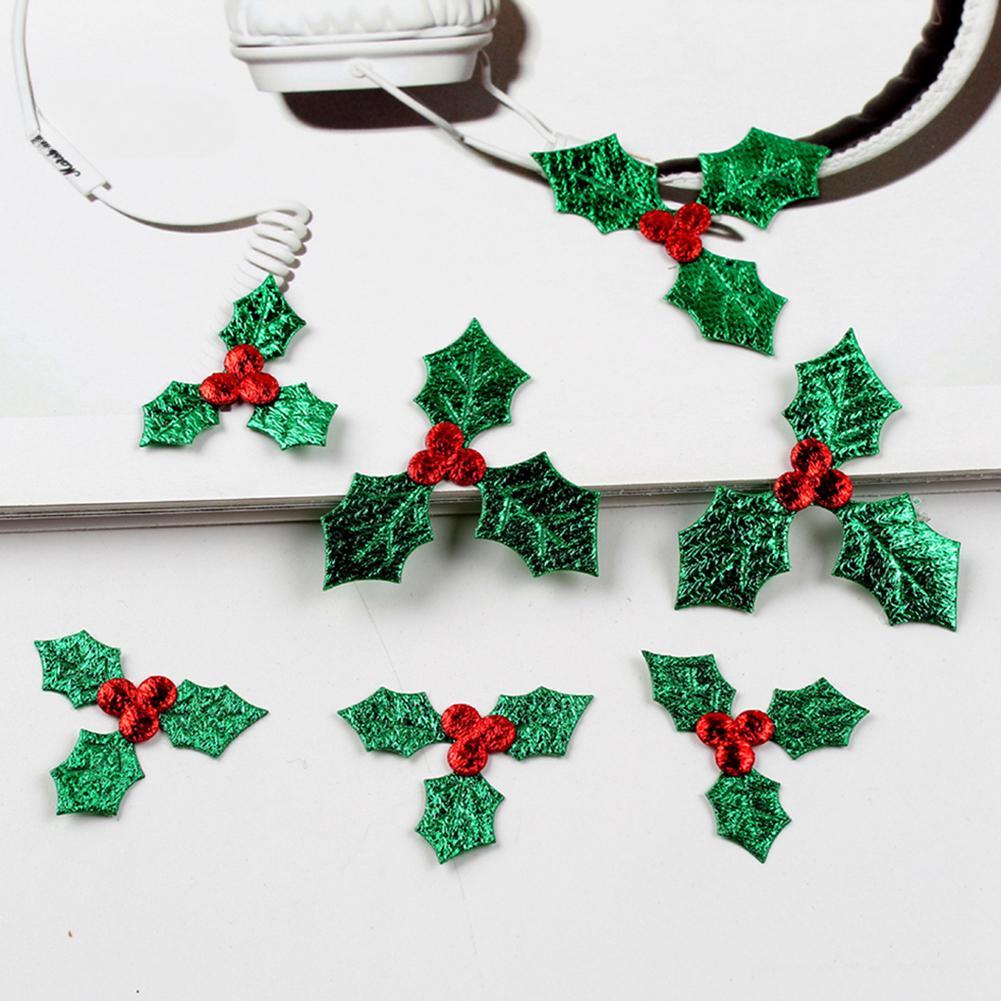 Счастливого праздника! 100 шт. Рождественская тканевая заплатка с остролистом, клевером, для вечеринки, украшения для елки KTY