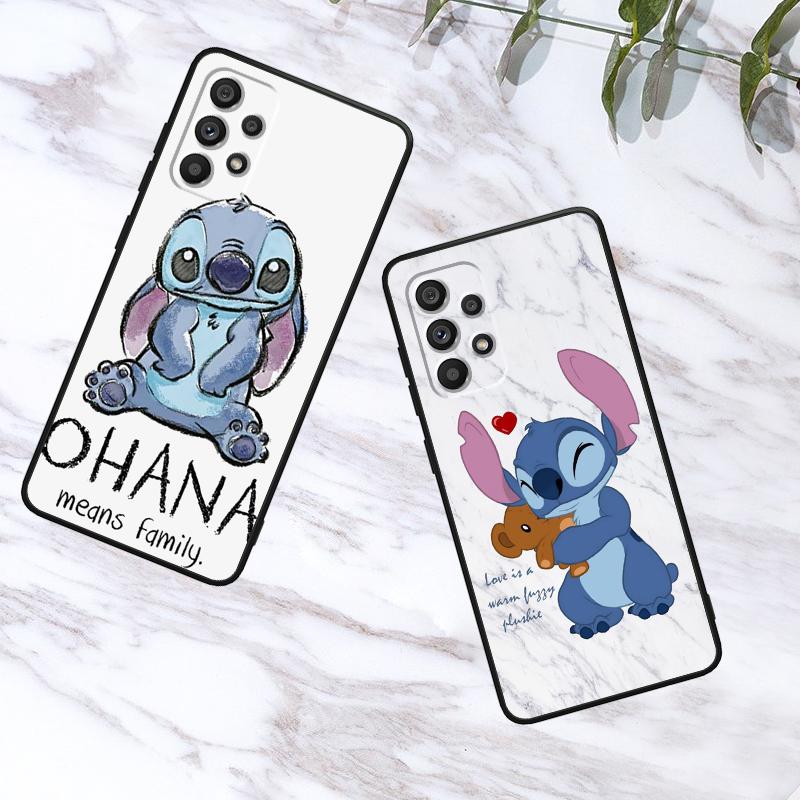 OHANA Stitch Cute для Samsung Note 20 10 Ultra Plus A31 A14 A12 A70 A34 A25 A04 A05 A15 A24 5G черный чехол для телефона
