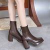 Ботильоны на высоком каблуке Ботильоны для зимы Ботильоны с квадратным носком Зимние ботинки челси Кожаные массивные дизайнерские туфли Трендовые готические женские туфли Zapatillas