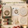 Art And Craft Kits for Adults Christmas Embroidery Kit Beginners, Pre-Printed Pattern Full Set DIY Needlework Supplies of Tools, Festive Wall Ornament