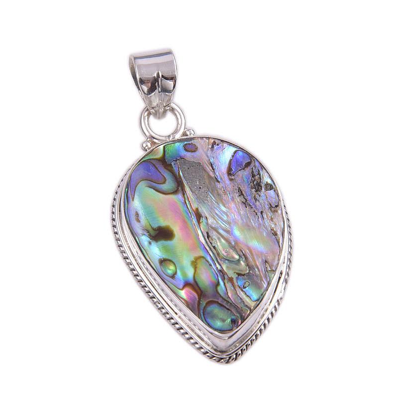 Натуральный драгоценный камень в виде ракушки морского ушка 925 пробы, подарочный кулон из стерлингового серебра 1,75 дюйма k6T87