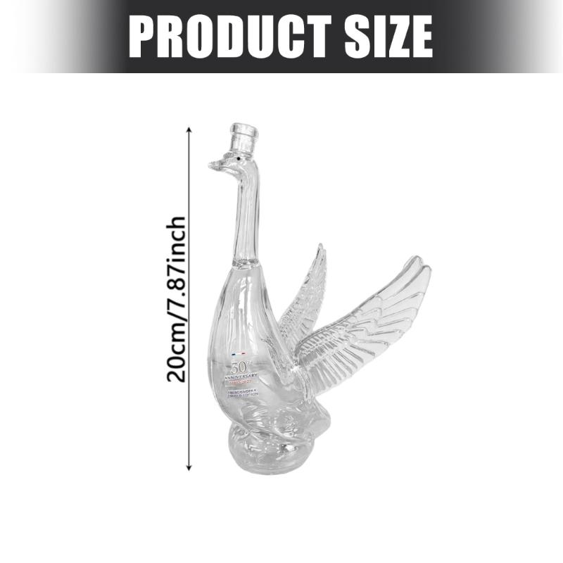 Bird Shaped Glass Whiskeys Decanter Clear Liquor Bottle with Sculptural Wing Detail and Stable Base for Bar Shelf Display Dining Table