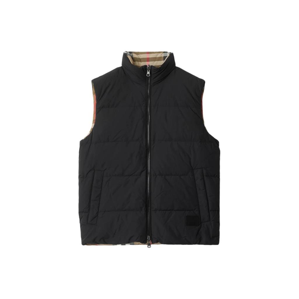 Burberry Down Vests Men's Black Stand Collar Moderate Straight Fit 81052301
