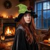Полиэстериная шляпа ведьмы для взрослых, Гибкая кривая шляпа, Формируемая широкополая шляпа на Хэллоуин, Костюм волшебника для косплея, Декоративный цветок для вечеринок