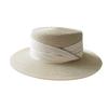 French straw top hat women's summer sunshade sun protection flat top hat women's seaside vacation British flat brim top hat tide