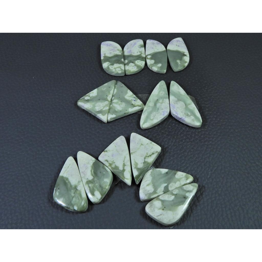 26-32 MM Natural Peace Jade Matched Pair Fancy Cabochon Gemstone 7 Pair Lot C-769