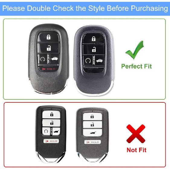 TPU Key Fob Cover with Leather Keychain, Compatible with Honda Accord Civic HR-V CR-V Pilot Sport SI EX EX-L Touring 2024 2025 2026, 4/5 Button,
