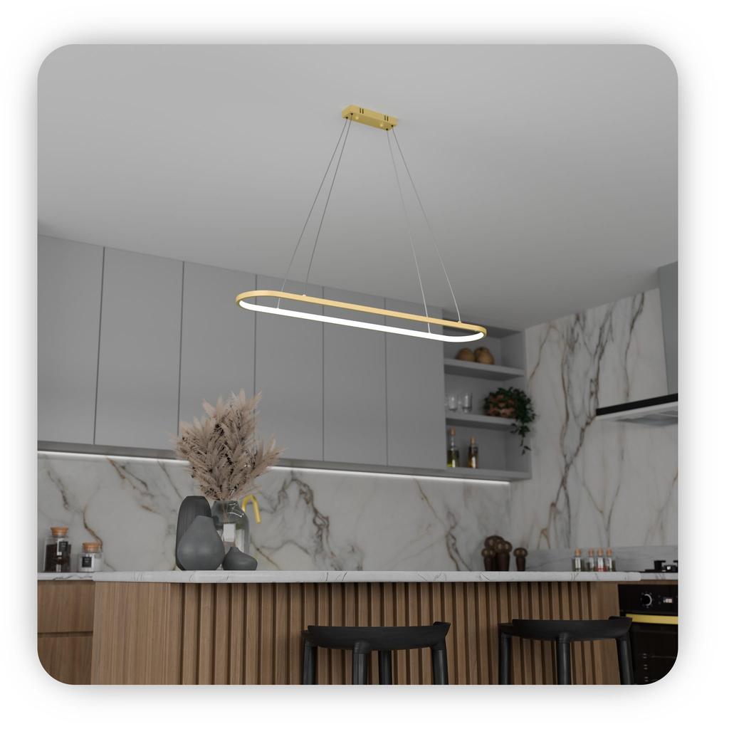 Round WiFi Tuya lamp 90x20cm LED Gold hanging Ellipse