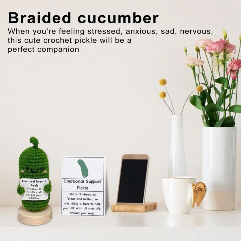 Вязаный огурец, картофель, эмоциональная поддержка ручной работы, маринованный огурец, подарок с карточкой, забавный вязаный подарок, украшение для дома, связанное крючком