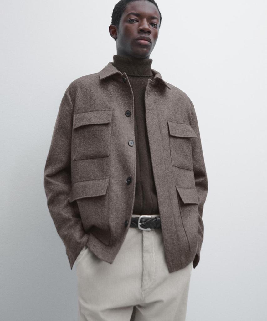 Шерстяной кардиган Massimo Dutti в елочку