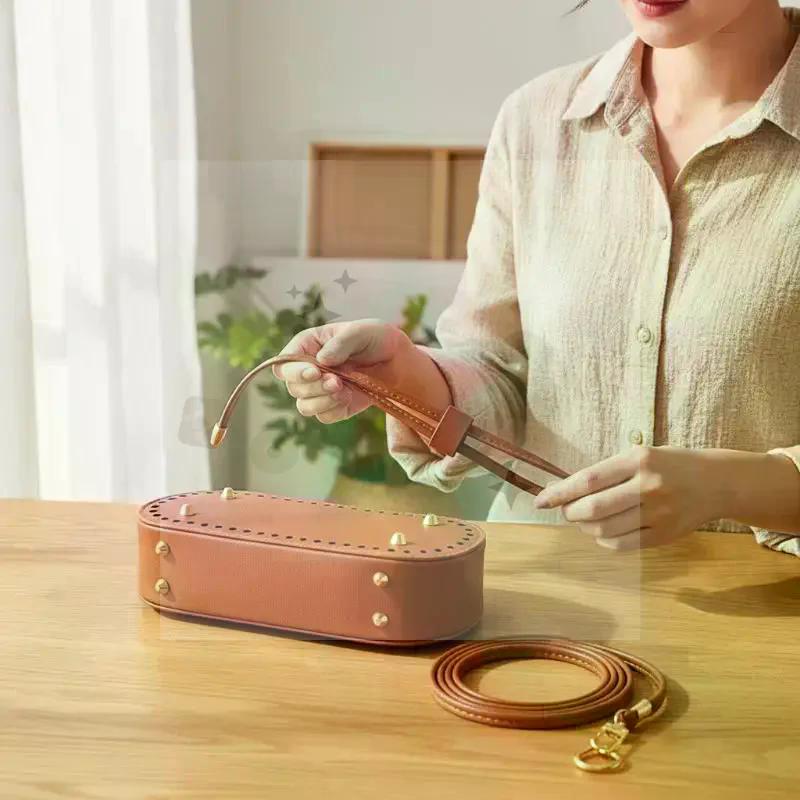Вязаная Сумка Набор Аксессуаров для DIY Основа для Сумки из Искусственной Кожи Ремень на Плечо и Цепочка Для Изготовления Ручной Кошелек