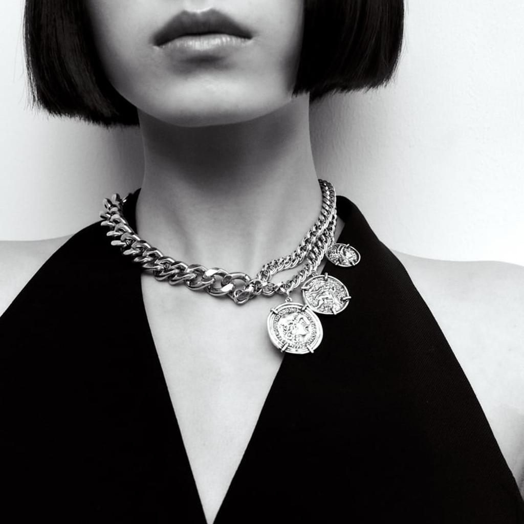 Tooxika Металлическая цепочка-ожерелье Креативный нишевый дизайн Минималистичная цепочка-ожерелье с круглым кулоном