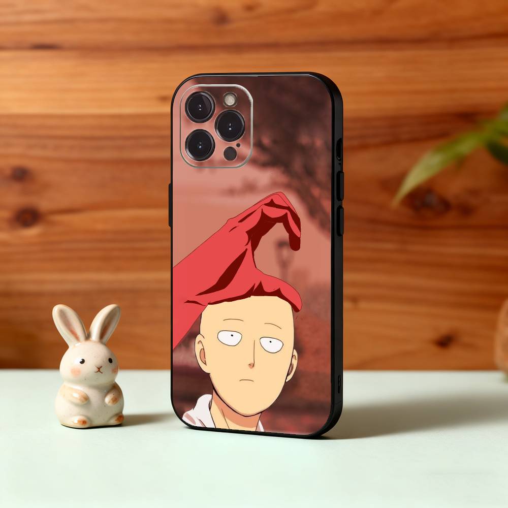 Чехол для телефона One-Punch Man S-Сайтама M-Человек Для iPhone 17 16 15 14 13 12 11 Pro Max Plus, 5G Мягкий Черный Чехол