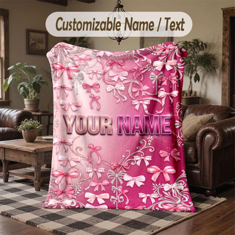 Rainbow Theme Throw Blanket Custom Name Text Personalized Blanket Soft Cozy Blanket for Home Sofa Bed