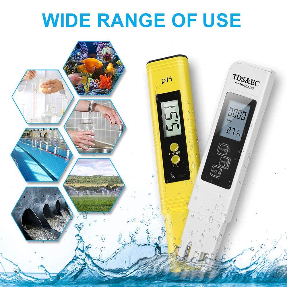 2pcs TDS PH Meter Digital Water Tester 0.01ph High Accuracy PH Meter 0-9990ppm Temperature TEMP PPM Tester Mass Air Flow 3