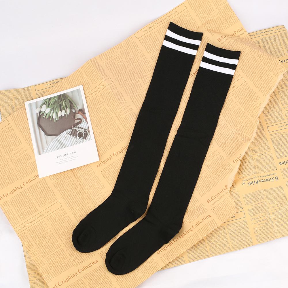Высокие носки с тремя полосками и выше колена, в стиле колледжа, для выступлений, танцев, женские компрессионные хлопковые чулки
