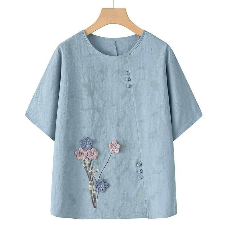 Весенняя и летняя одежда для среднего и пожилого возраста, повседневный тонкий костюм с короткими рукавами и семью брюками, костюм из двух предметов