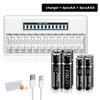 PALO 3400mWh 1.5V AA 900mWh 1.5V AAA LI-ion Rechargeable Battery AA AAA Lithium Batteries +12 Slots 1.5V AA AAA Battery Charger