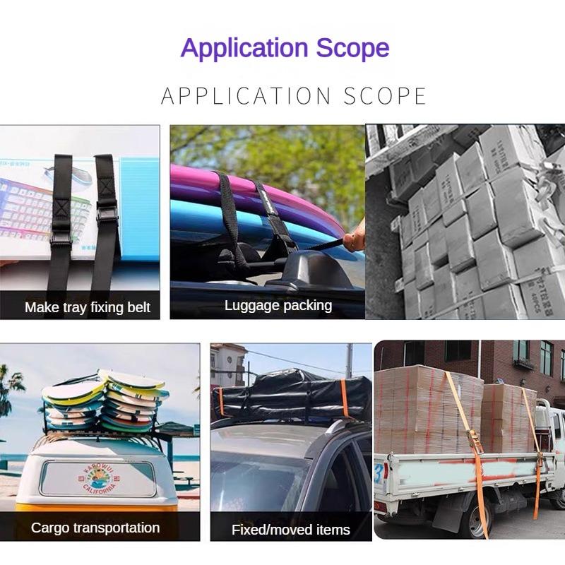 2M Tie-Down Belt Cargo Straps With Metal Buckle Tow Rope Car Motorcycle Bike for Luggage Bag Strong Ratchet Belt Car Accessories