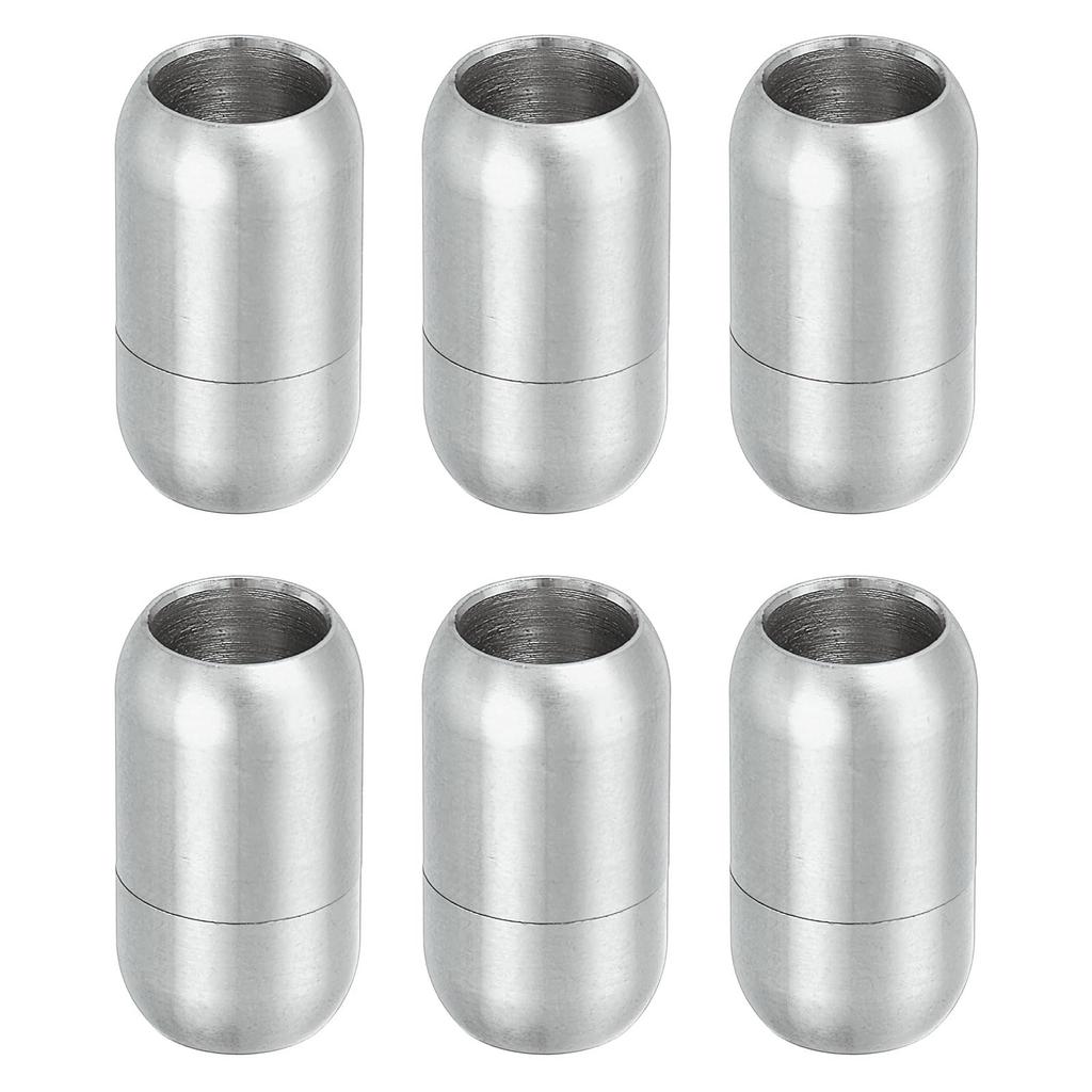 Leather Cord End 6pcs 8mm Hole Leather Cord End Cap Closure Leather Cord for DIY Supplies Silver [uxcell] Clasp, Clasp, Buckle, Craft,