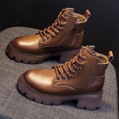 Ботинки Martin, кожаные короткие ботинки, одинарные ботинки с толстой подошвой