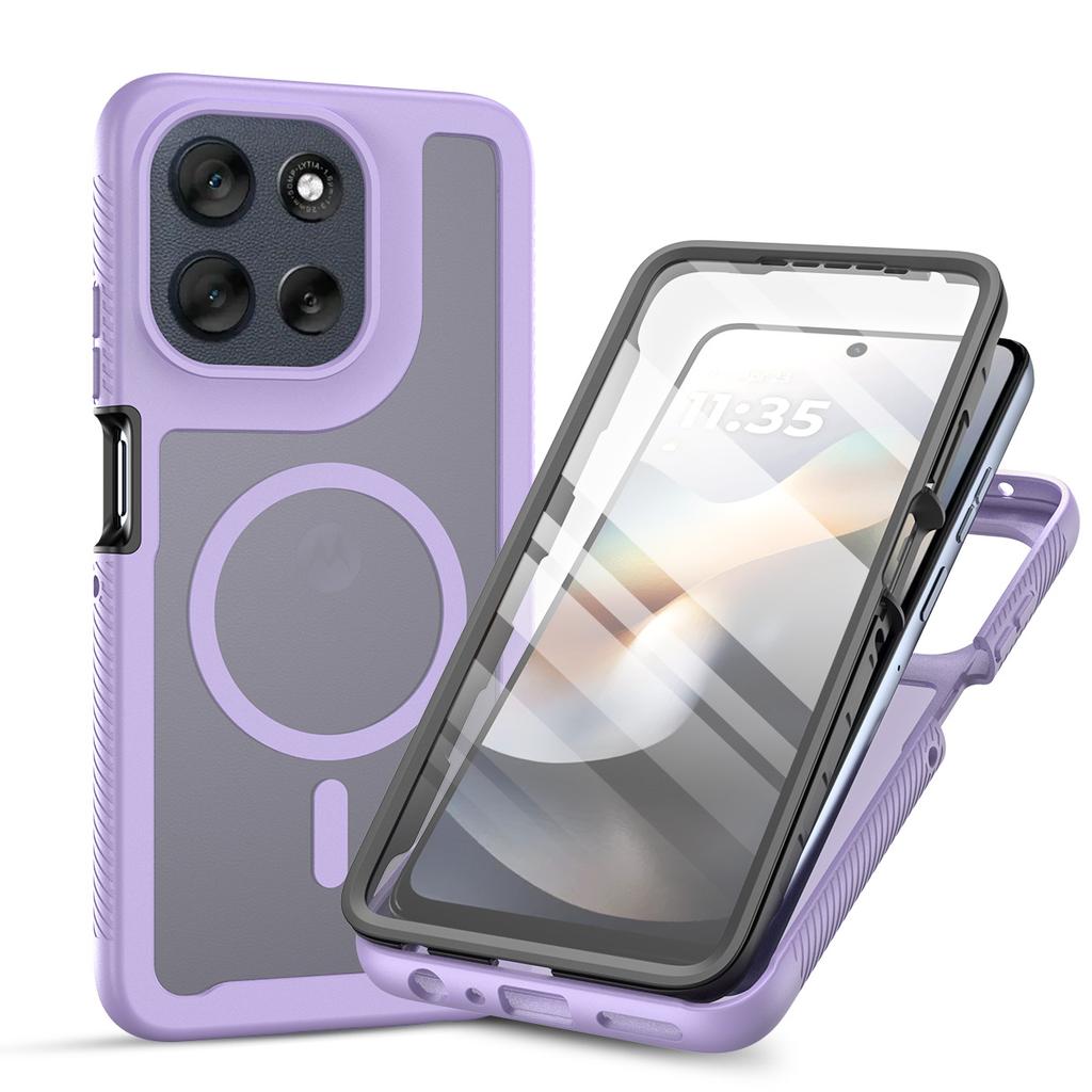 Чехол 3-в-1 Armor для всего тела из ПК+ТПУ для Motorola Moto G77 G67 G17 G86 G56 G06 G55/35/15/05 Магнитный Ударопрочный Защитный Чехол-Крышка для Экрана