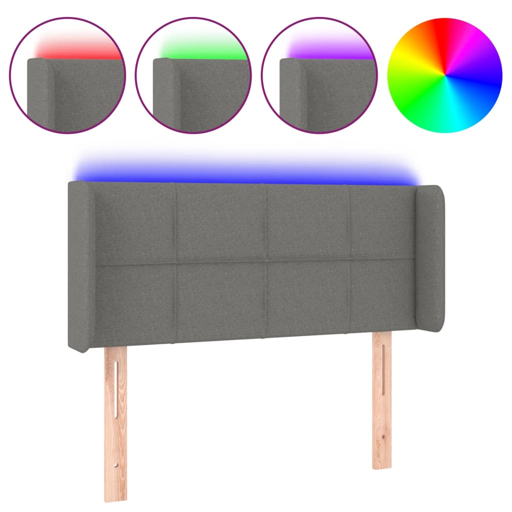 LED Headboard Dark Grey 83x16x78 88 cm Fabric