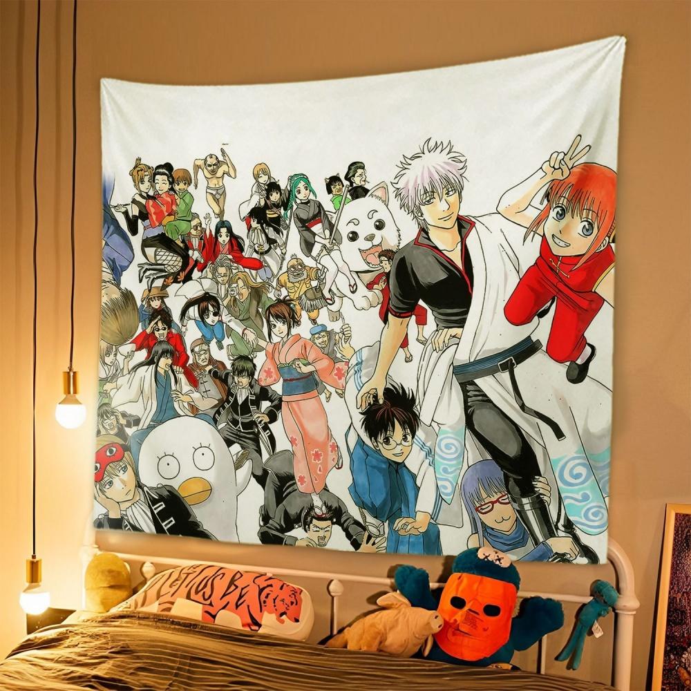 1pc Japanese Anime Tapestry GINTAMA Background Cloth Student Dormitory Bedside Bedroom Decoration Hanging Rental House  Tapestry