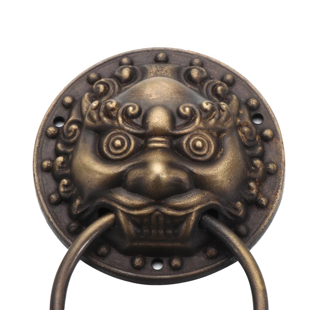 Ручки-кнопки из бронзы 3D дверной молоток для украшения входной двери Дверные молотки Двери сарая Голова льва