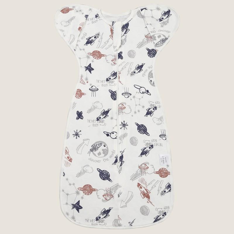 Baby Cotton Swaddle Blanket Newborn Sleep Sack Wrap Arms Up Design Stretchable Sleeves