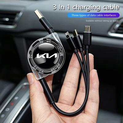 ABCDFH1 3 в 1 Micro USB Type C Зарядный кабель Мультизарядное устройство Для KIA K3 Sportage Carnival K5 Seltos Pegas KX1 EV5 Sonet EV6 K4 EV3 Ceed