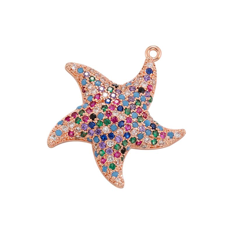 ZHUKOU starfish charms for jewelry making Cubic zirconia pendants for DIY necklaces Jewelry accessories bulk VD1248