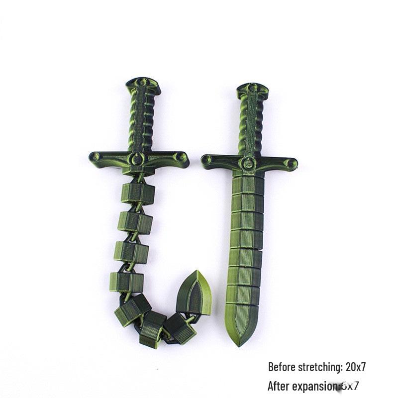 3D Printed Retractable Toy Sword: Creative Flexible Whip & Movable Joint for Kids