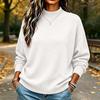 Women's Color Loose Fit Mock Neck Knit Pullover Top for Casual Everyday Wear