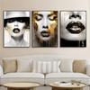 Abstract Woman Face Wallart Poster Girl Wall Art Portrait Gold Face Woman Art Print Living Decor Canvas Painting Modern Home Art