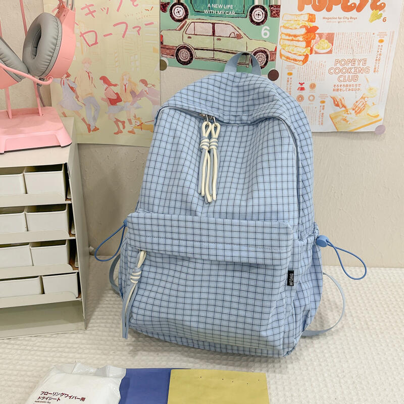 Студенческий школьный рюкзак Женский легкий водоотталкивающий клетчатый рюкзак Дорожный рюкзак