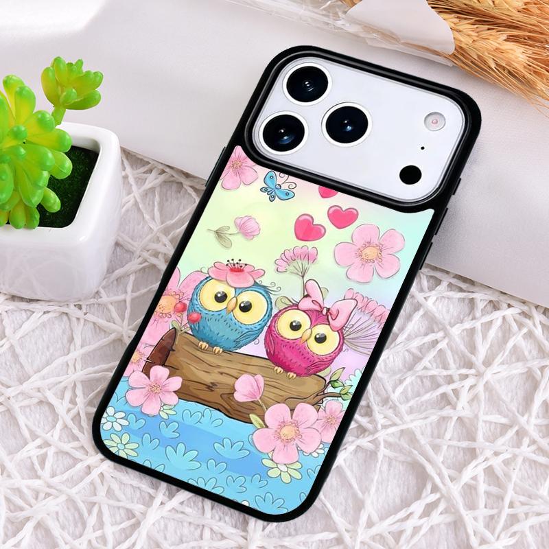 Милый Мультяшный Чехол-Сова для iPhone 17 Air 16 15 11 12 14 13 Pro Max Ударопрочный Чехол